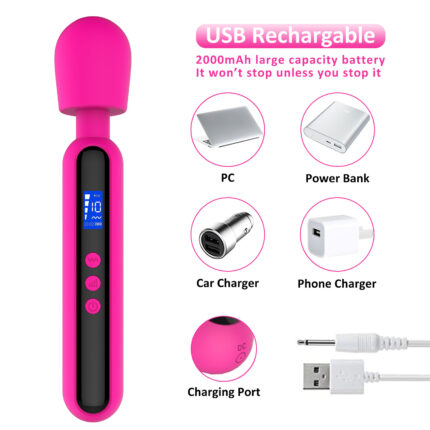 Massage Wand Vibrator LED screen Powerful Cordless Massage wand Vibrator 10 patterns+4 speeds(013)